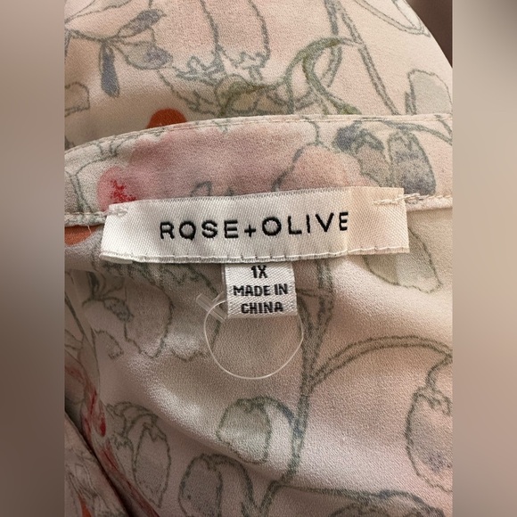 Rose + Olive Women’s lightweight Blouse Orange floral 3/4 Sleeve Size 1X #1637 - Picture 8 of 8